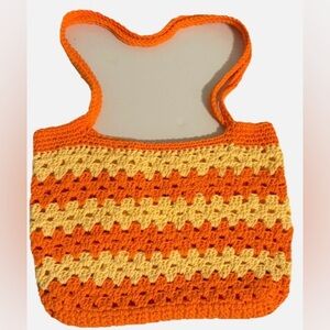 Orange and Yellow Handmade Crochet tote Bag